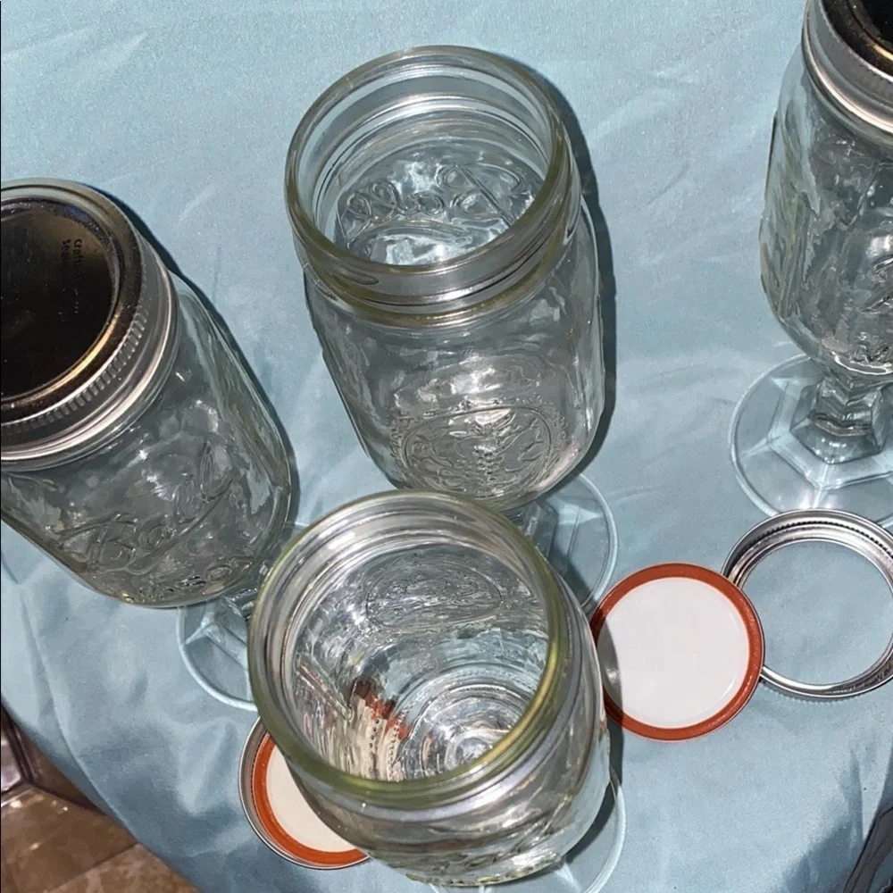 BX48 Vintage Set of 4 Mason Jar Goblets wine